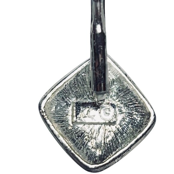 Kenneth Cole Silver Tone & Purple Enamel Geometric Dangle Earrings (5836) - Picture 7 of 7